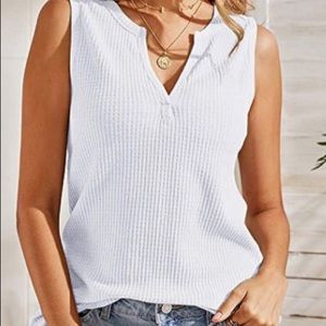 Sleeveless, V neck Waffle Knit Top- NWT